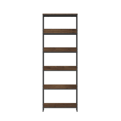 Oikiture Display Shelf 5 Tier Storage Shelves Black &amp; Walnut-Display Shelf-PEROZ Accessories