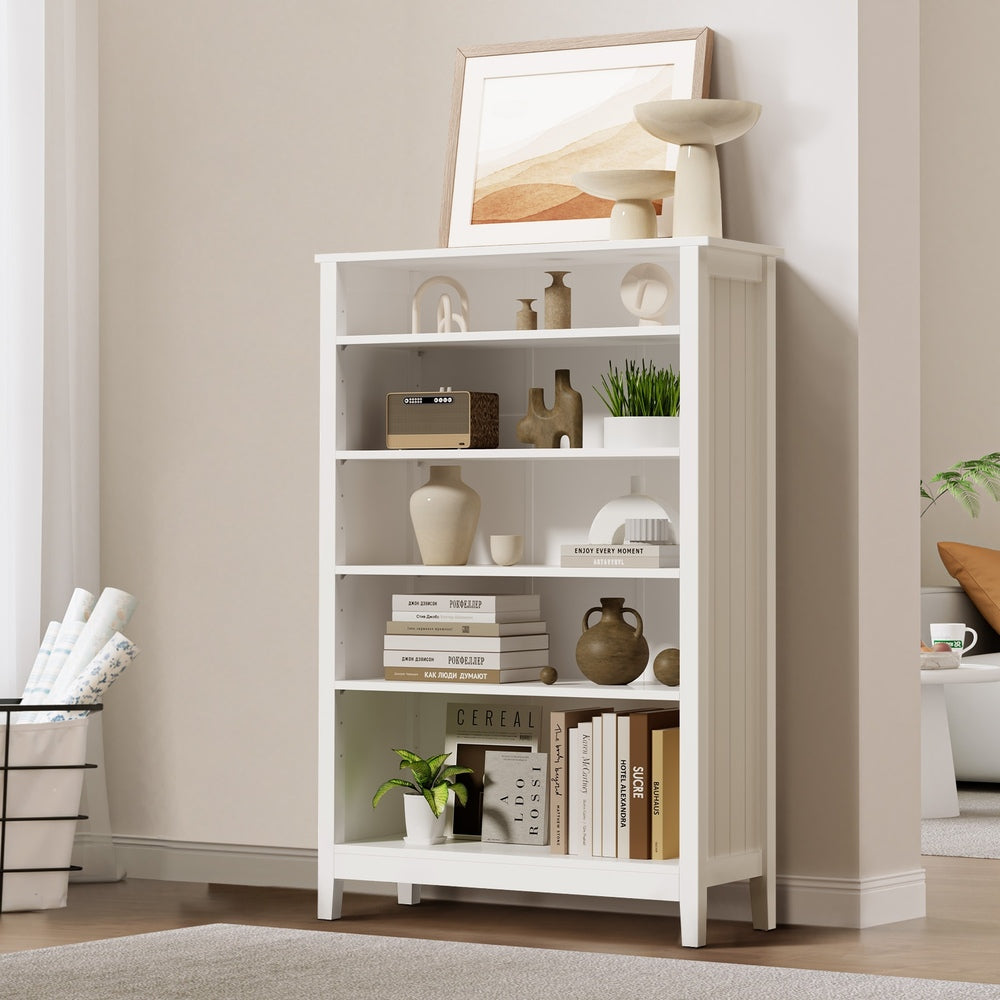 Oikiture Bookshelf Bookcase Display Shelf 5-Tier Storage Cabinet White-Display Shelf-PEROZ Accessories