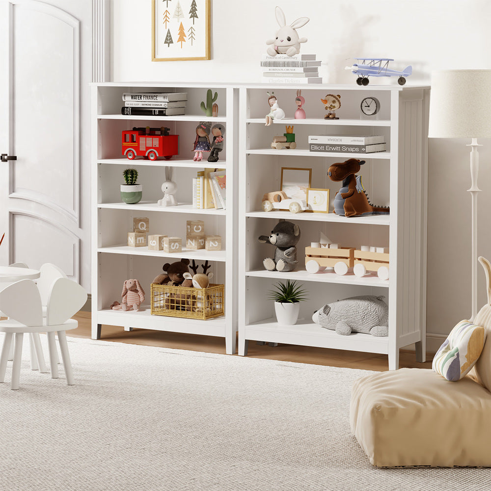 Oikiture Bookshelf Bookcase Display Shelf 5-Tier Storage Cabinet White-Display Shelf-PEROZ Accessories