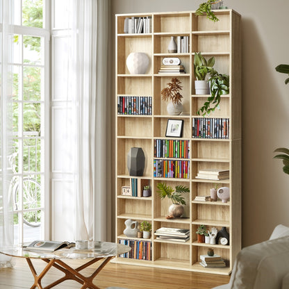 Oikiture Bookcase Bookshelf 1044 CD/DVD Rack Wooden Shelving Unit Display Shelf-Bookcases &amp; Shelves-PEROZ Accessories