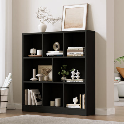 Oikiture Bookshelf Display Shelves Unit Storage Organizer Black-Display Shelf-PEROZ Accessories
