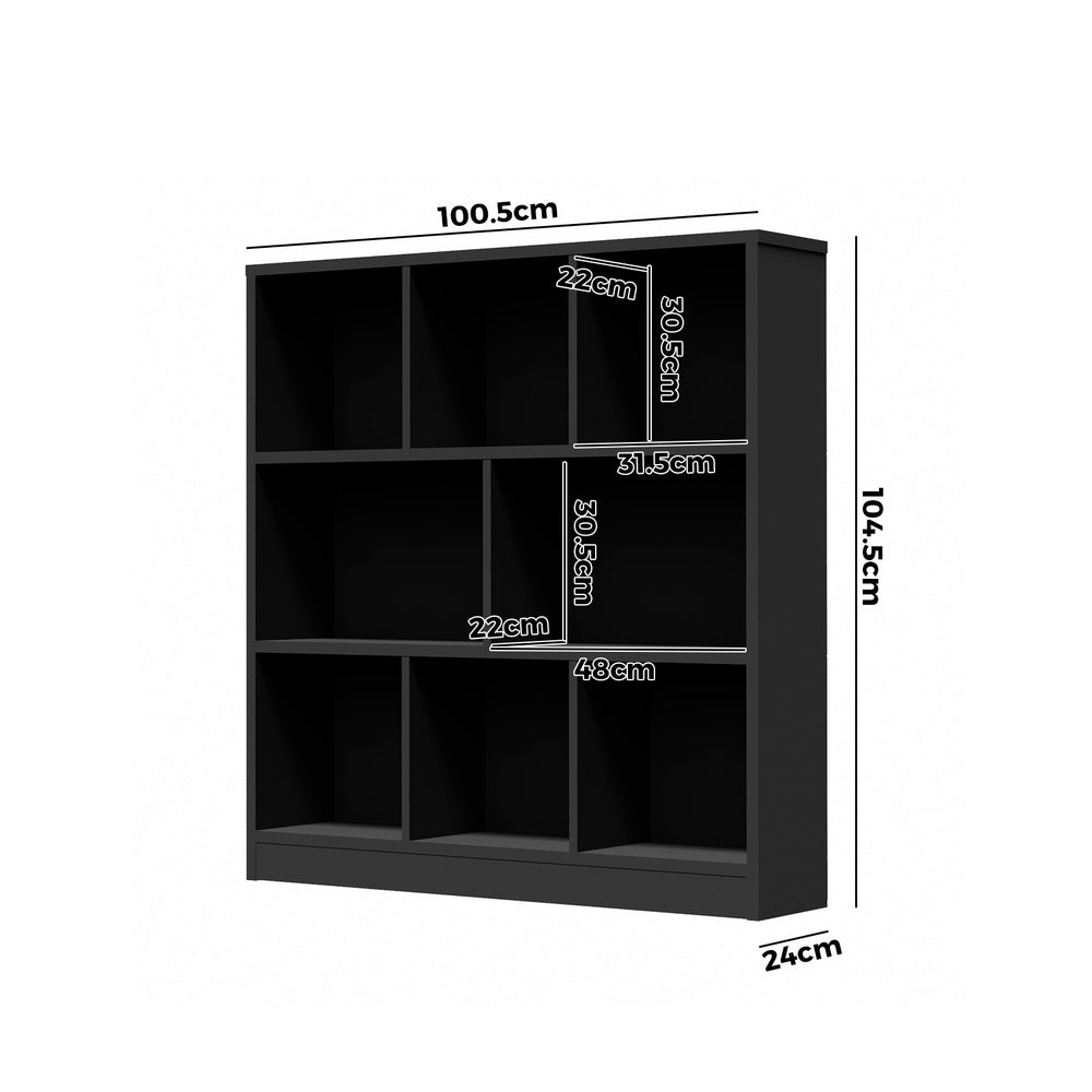 Oikiture Bookshelf Display Shelves Unit Storage Organizer Black-Display Shelf-PEROZ Accessories