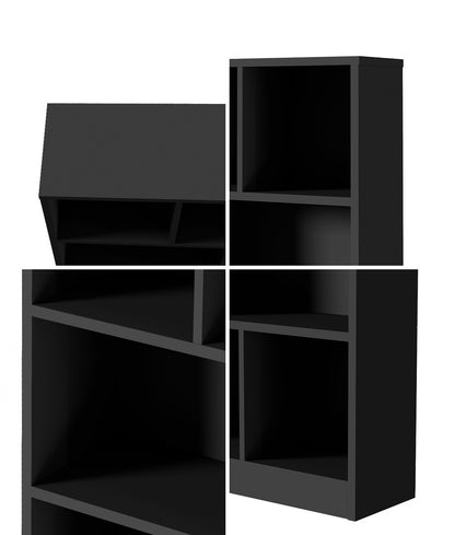 Oikiture Bookshelf Display Shelves Unit Storage Organizer Black-Display Shelf-PEROZ Accessories