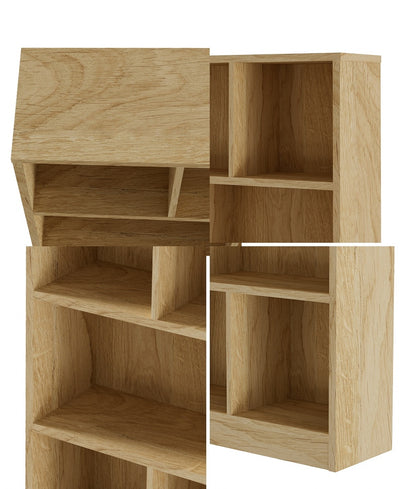 Oikiture Bookshelf Display Shelves Unit Storage Organizer Natural-Display Shelf-PEROZ Accessories
