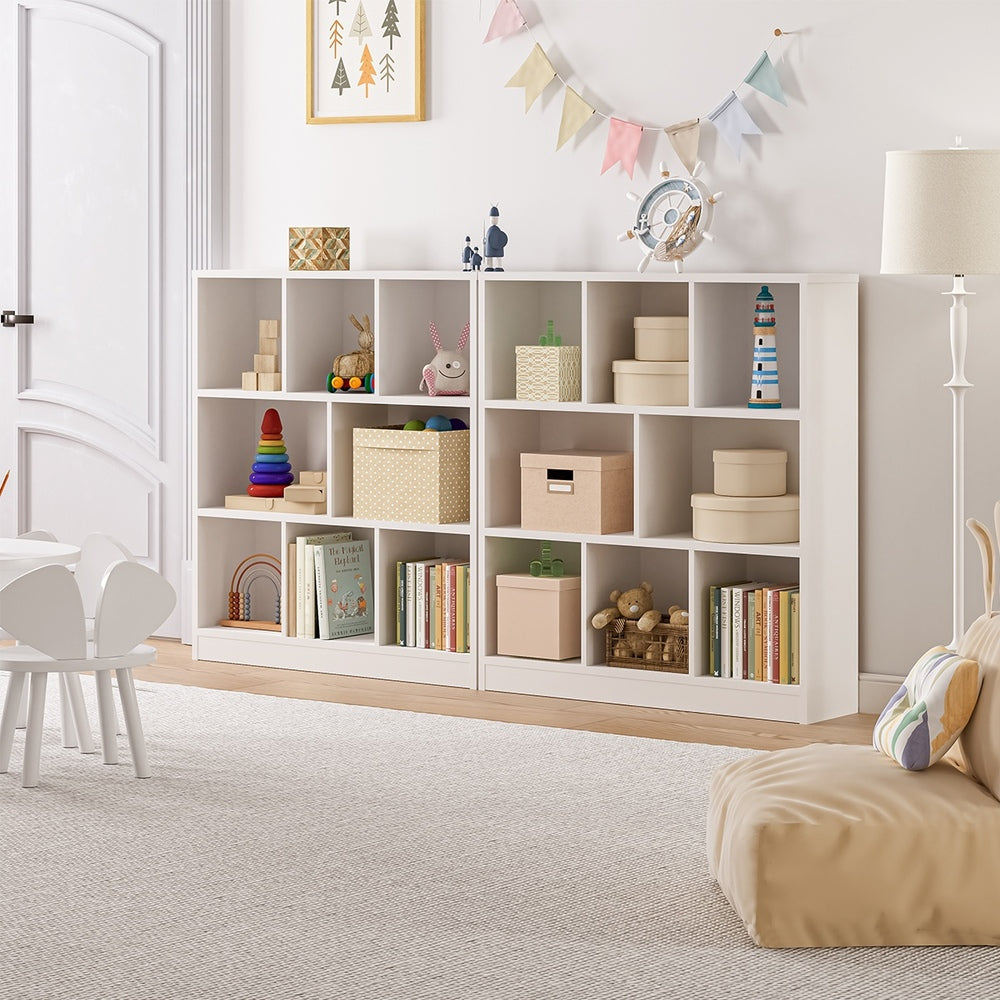 Oikiture Bookshelf Display Shelves Unit Storage Organizer White-Display Shelf-PEROZ Accessories