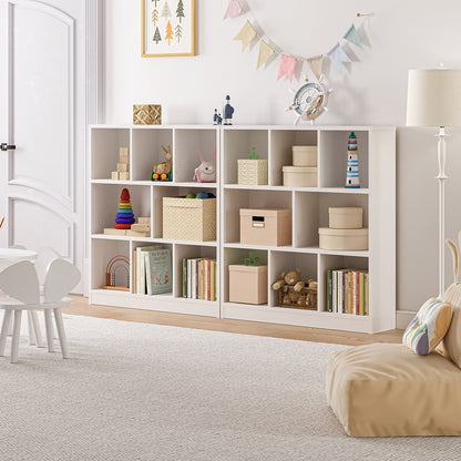 Oikiture Bookshelf Display Shelves Unit Storage Organizer White-Display Shelf-PEROZ Accessories