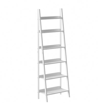 Oikiture Corner Ladder Shelf 6-Tier Display Rack White-Bookshelf-PEROZ Accessories