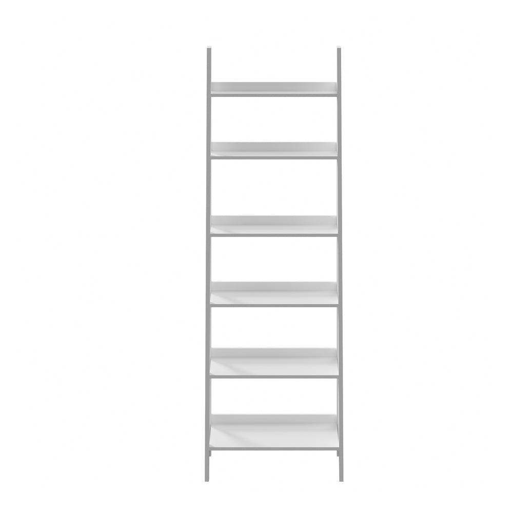 Oikiture Corner Ladder Shelf 6-Tier Display Rack White-Bookshelf-PEROZ Accessories