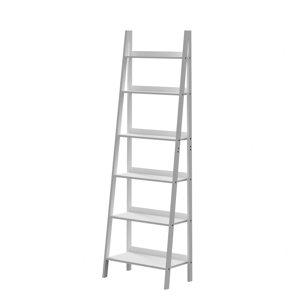Oikiture Corner Ladder Shelf 6-Tier Display Rack White-Bookshelf-PEROZ Accessories