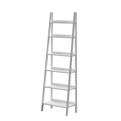 Oikiture Corner Ladder Shelf 6-Tier Display Rack White-Bookshelf-PEROZ Accessories