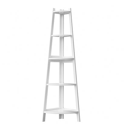 Oikiture Corner Ladder Shelf 5-Tier Display Shelf White-Bookshelf-PEROZ Accessories
