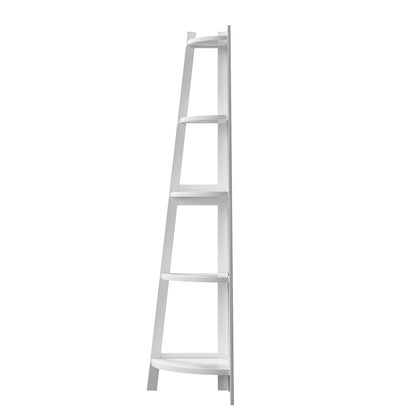 Oikiture Corner Ladder Shelf 5-Tier Display Shelf White-Bookshelf-PEROZ Accessories