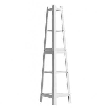 Oikiture Corner Ladder Shelf 5-Tier Display Shelf White-Bookshelf-PEROZ Accessories