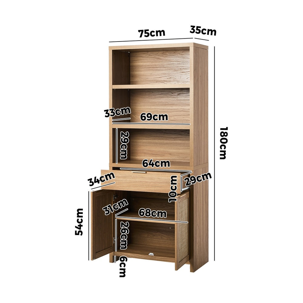 Oikiture Display Shelf Bookcase Adjustable Storage Cabinet 5 Tier-Bookshelf-PEROZ Accessories
