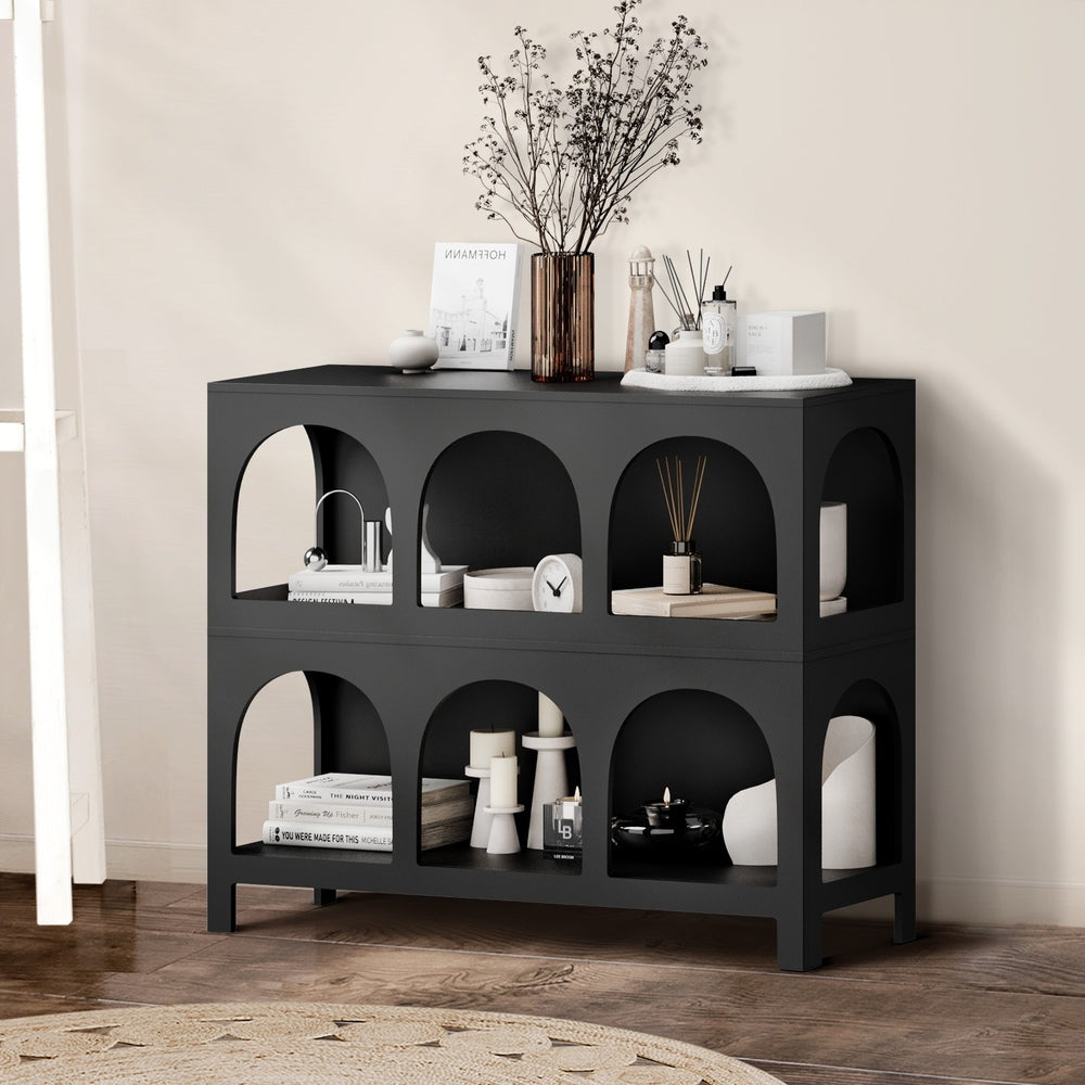 Oikiture Display Shelf Storage Stand Bookshelf Black-Bookshelf-PEROZ Accessories