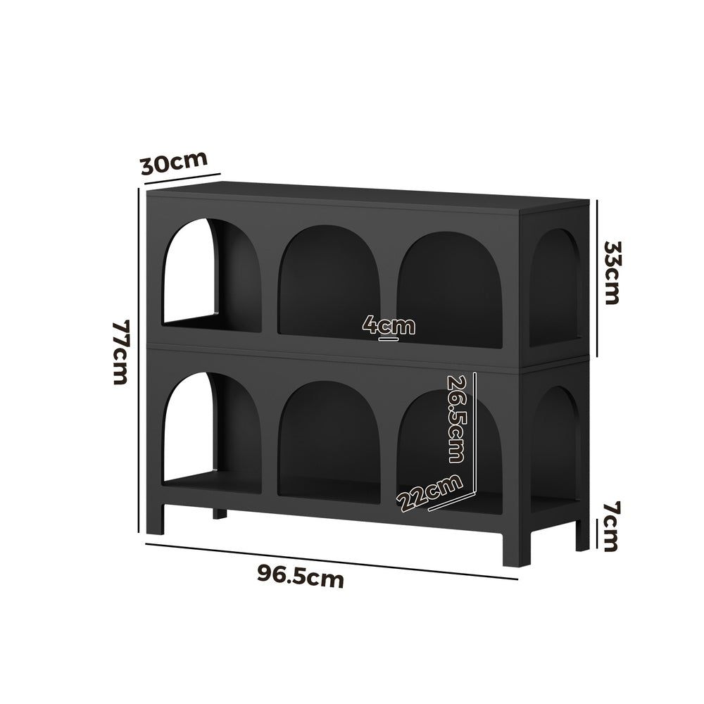 Oikiture Display Shelf Storage Stand Bookshelf Black-Bookshelf-PEROZ Accessories