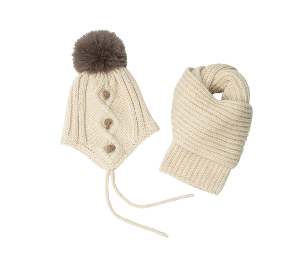 EVERAU® Kids Pom Pom Beanie and Scarf Gift Set Snell-PEROZ Accessories