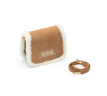 Australian Shepherd® Women Fluffy Trim Over Shoulder Wool Messenger Bag-PEROZ Accessories