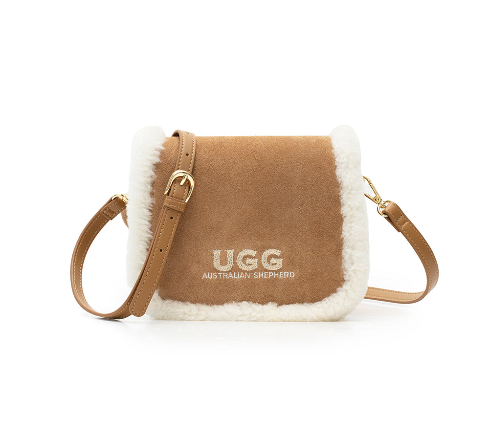 Australian Shepherd® Women Fluffy Trim Over Shoulder Wool Messenger Bag-PEROZ Accessories