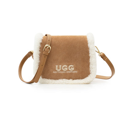 Australian Shepherd® Women Fluffy Trim Over Shoulder Wool Messenger Bag-PEROZ Accessories