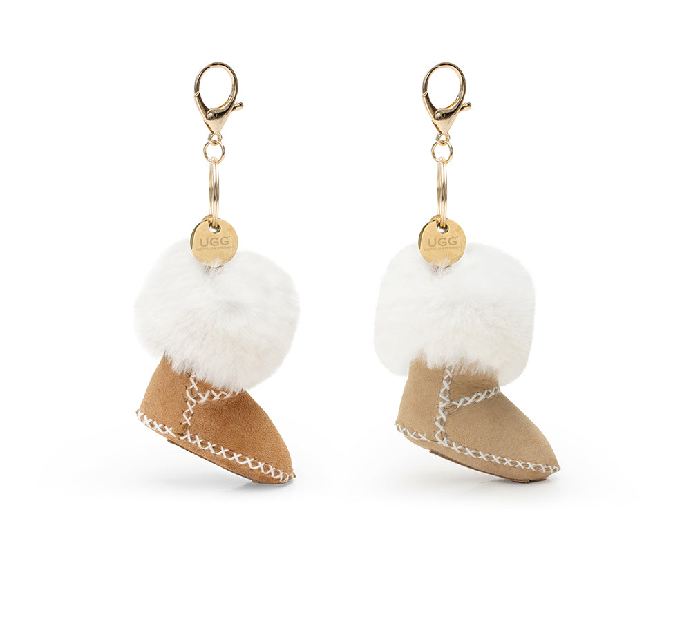 AUSTRALIAN SHEPHERD UGG Boot Fluffy Sheepskin Wool Keyring Boris-keyring-PEROZ Accessories