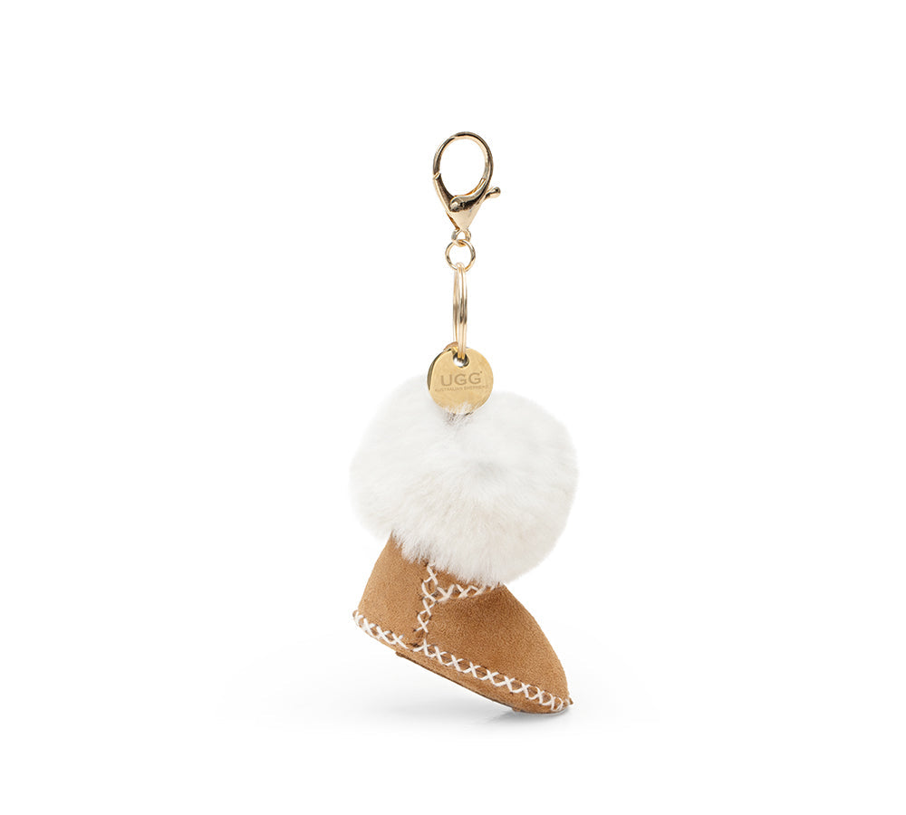 AUSTRALIAN SHEPHERD UGG Boot Fluffy Sheepskin Wool Keyring Boris-keyring-PEROZ Accessories