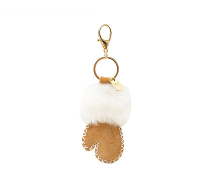 AUSTRALIAN SHEPHERD  UGG Glove Fluffy Sheepskin Wool Keyring