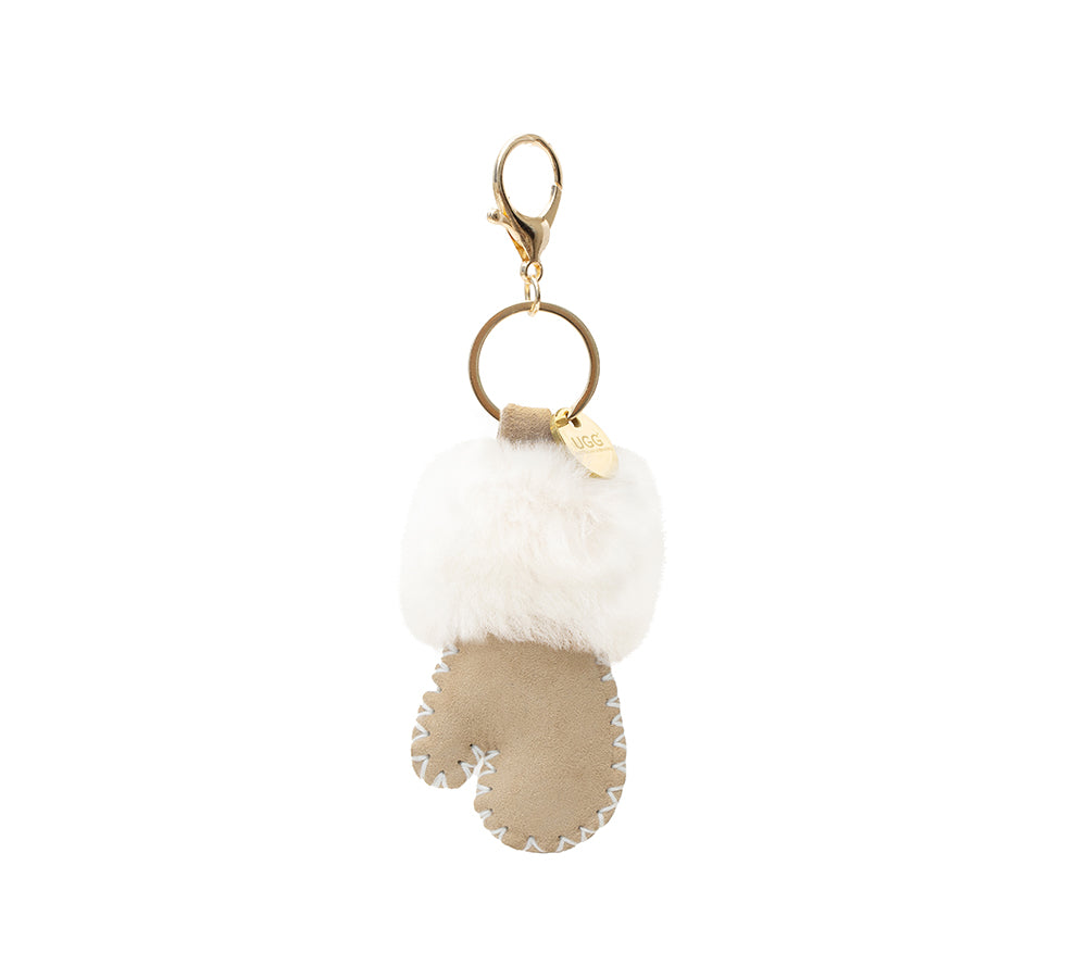 AUSTRALIAN SHEPHERD  UGG Glove Fluffy Sheepskin Wool Keyring