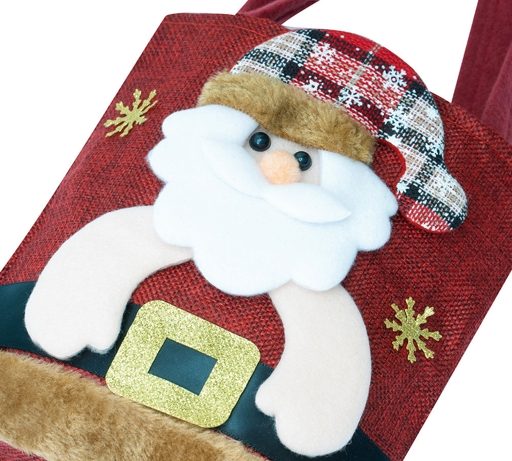 EVERAU  Christmas Santa Reindeer Snowman Tote Bag Berry