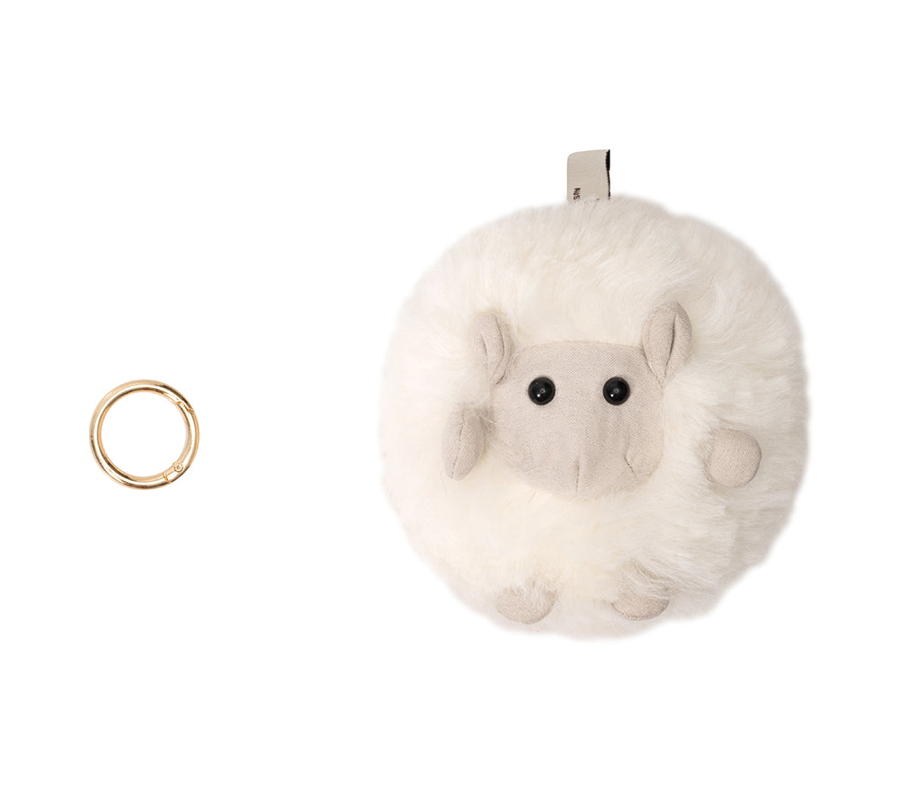 AUSTRALIAN SHEPHERD  Fluffy Wool Sheep Roun Keyring