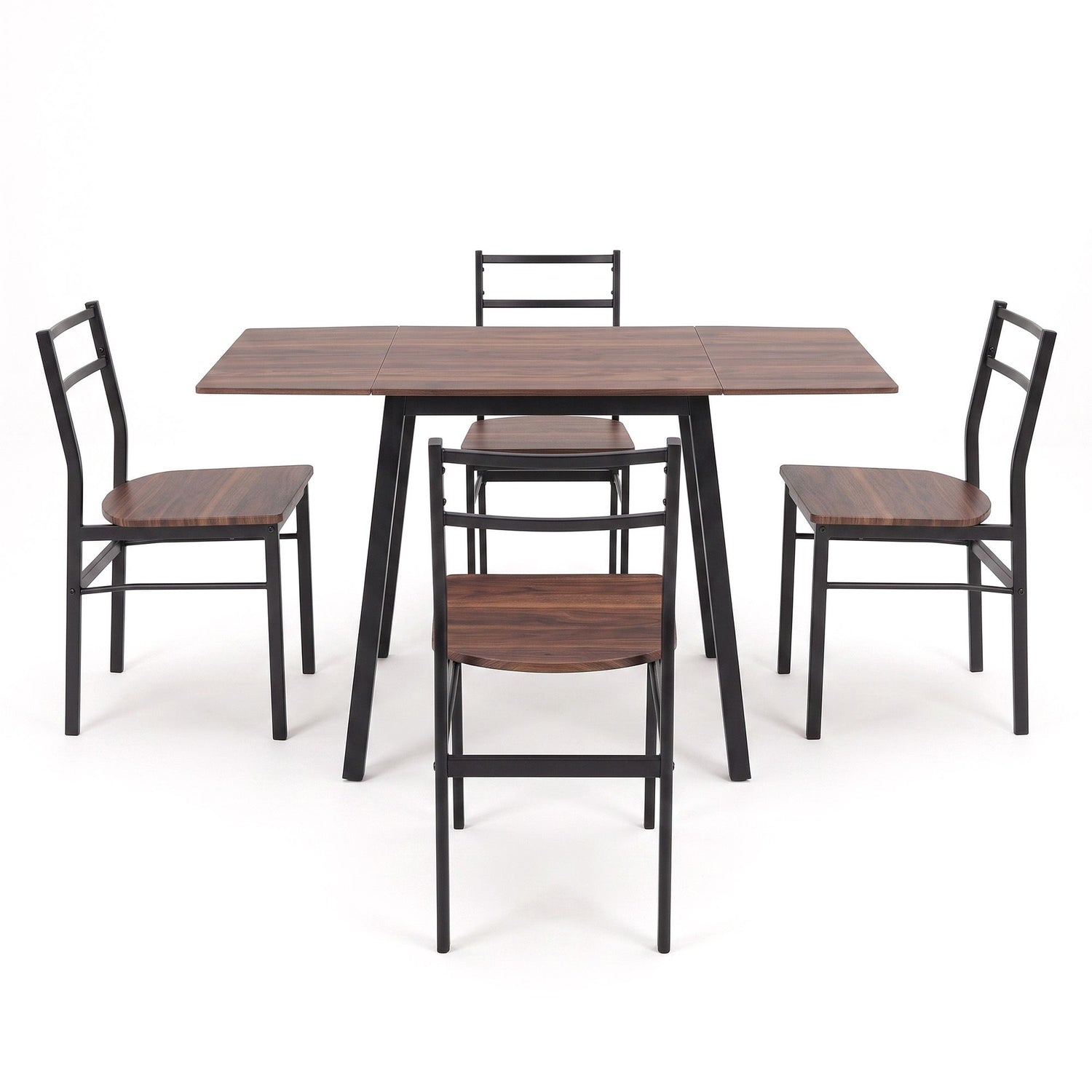 Artiss Dining Table and Chairs Set 5pcs with Extendable 60-120cm Drop-Leaf Table Brown