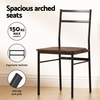 Artiss Dining Table and Chairs Set 5pcs with Extendable 60-120cm Drop-Leaf Table Brown
