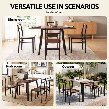 Artiss Dining Table and Chairs Set 5pcs with Extendable 60-120cm Drop-Leaf Table Brown