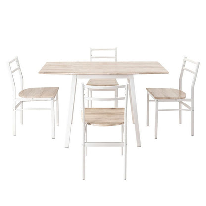 Artiss Dining Table and Chairs Set 5pcs Foldable Kitchen Furniture Natural White-Furniture > Dining > Dining Set-PEROZ Accessories