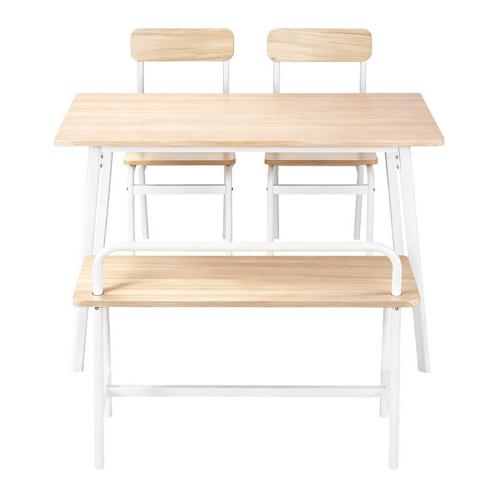 Artiss Dining Table and Chairs Set of 4 Bench Kitchen Furniture Natural and White-Furniture &gt; Dining &gt; Dining Set-PEROZ Accessories