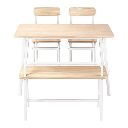 Artiss Dining Table and Chairs Set of 4 Bench Kitchen Furniture Natural and White-Furniture &gt; Dining &gt; Dining Set-PEROZ Accessories