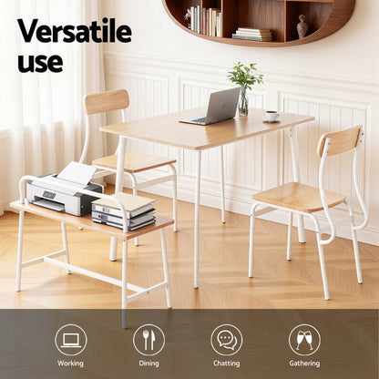 Artiss Dining Table and Chairs Set of 4 Bench Kitchen Furniture Natural and White-Furniture &gt; Dining &gt; Dining Set-PEROZ Accessories
