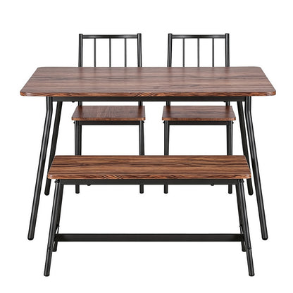 Artiss Dining Table and Chairs Set of 4 Bench Kitchen Furniture Rustic Brown-Furniture &gt; Dining &gt; Dining Set-PEROZ Accessories