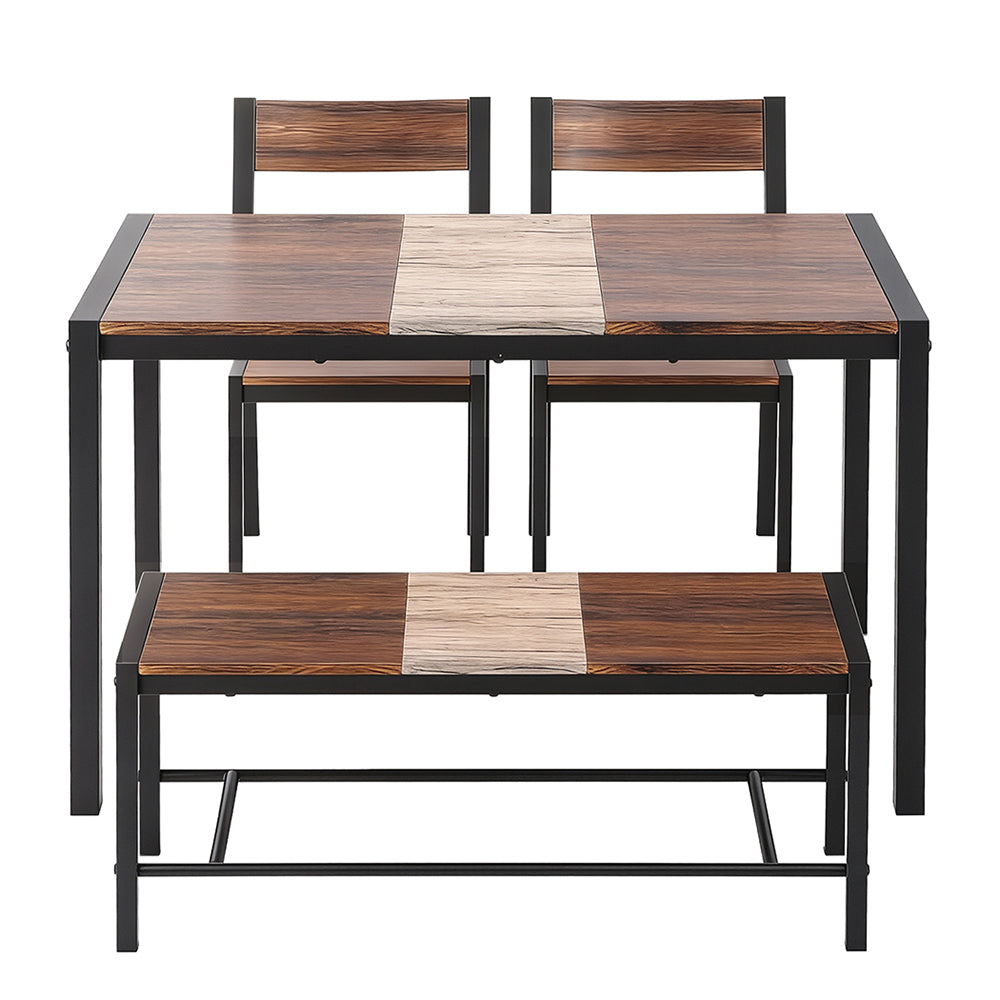 Artiss Dining Table and Chairs Set of 4 Bench Kitchen Furniture Rustic Brown-Furniture &gt; Dining &gt; Dining Set-PEROZ Accessories