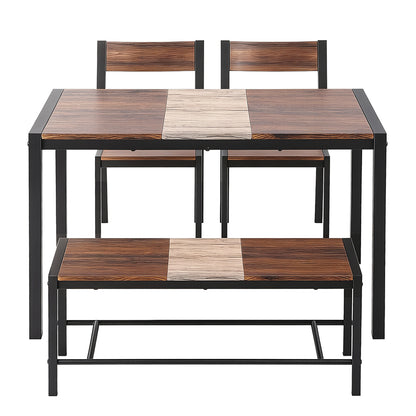 Artiss Dining Table and Chairs Set of 4 Bench Kitchen Furniture Rustic Brown-Furniture &gt; Dining &gt; Dining Set-PEROZ Accessories