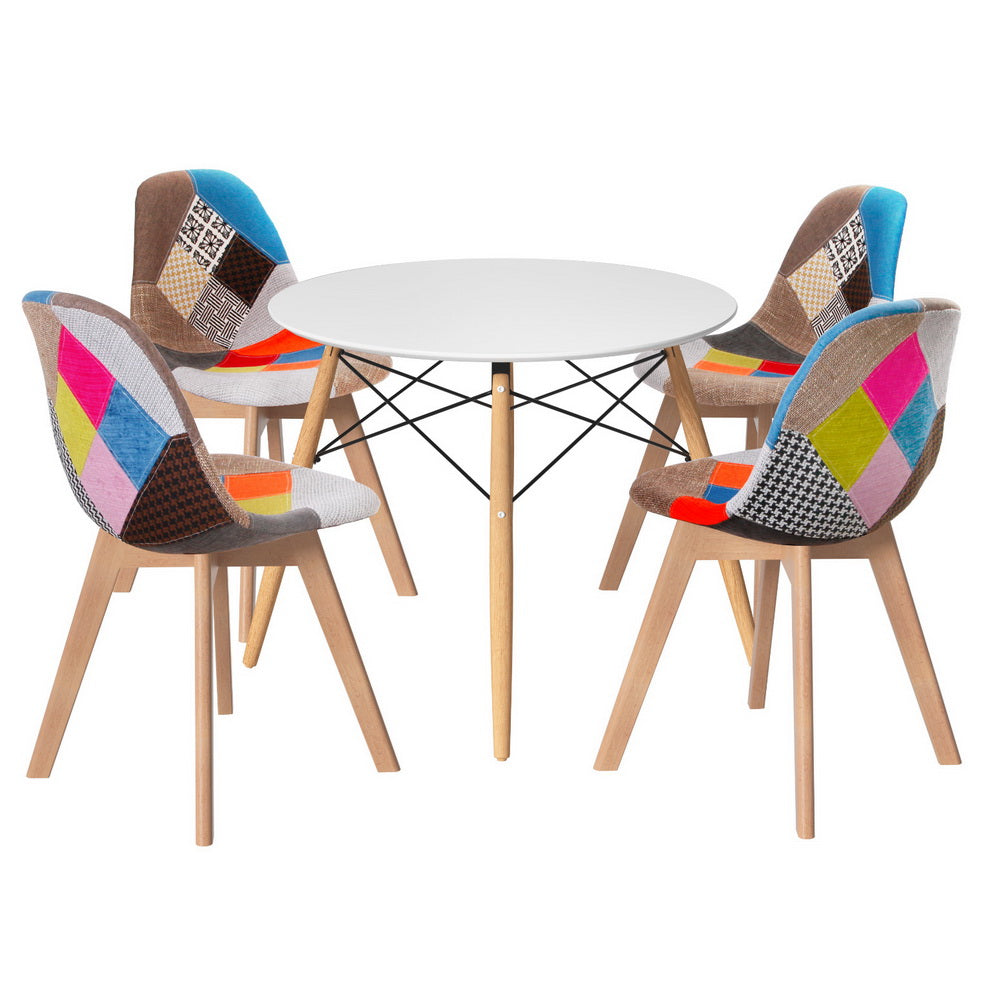 1 Artiss Dining Table and 4 Chairs Set DSW White-Furniture &gt; Dining &gt; Dining Set-PEROZ Accessories