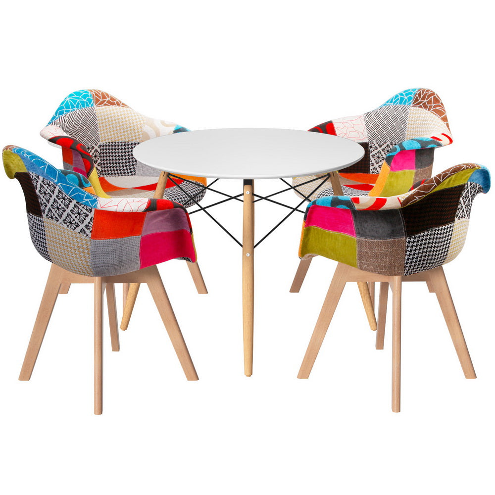 1 Artiss Dining Table and 4 Chairs Set DSW White-Furniture &gt; Dining &gt; Dining Tables-PEROZ Accessories