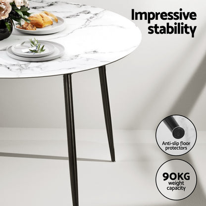 1 Artiss Dining Table and 4 Chairs Set Marble Grey-Furniture &gt; Dining &gt; Dining Set-PEROZ Accessories