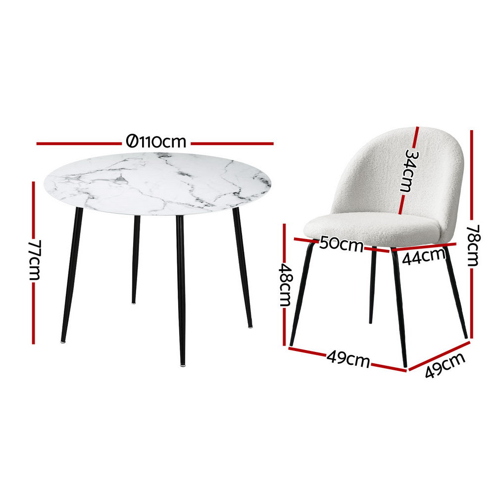 1 Artiss Dining Table and 4 Chairs Set Marble White-Furniture &gt; Dining &gt; Dining Set-PEROZ Accessories