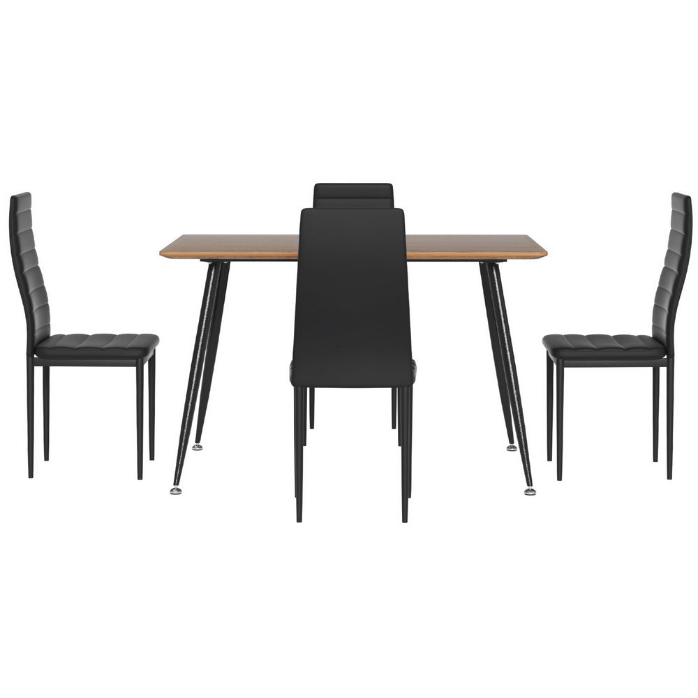 1 Artiss Dining Table and 4 Chairs Set Rectangle Metal-Furniture &gt; Dining &gt; Dining Set-PEROZ Accessories
