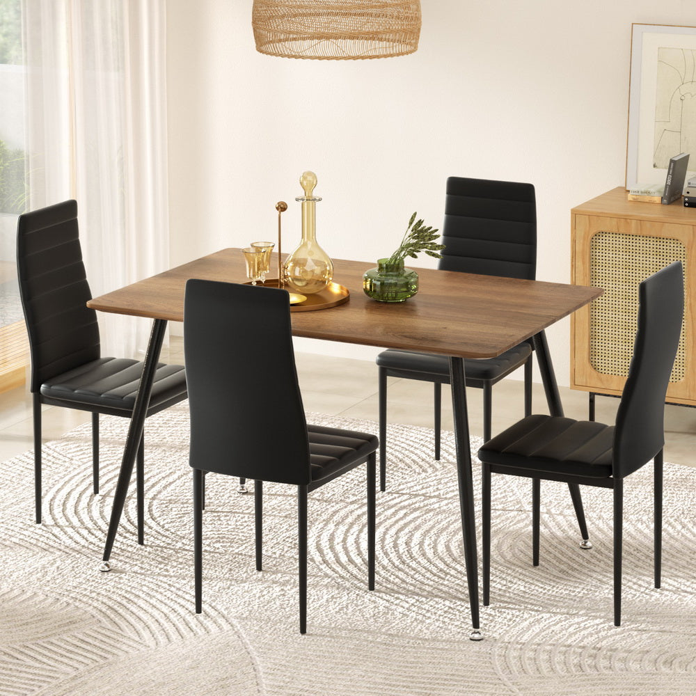1 Artiss Dining Table and 4 Chairs Set Rectangle Metal-Furniture &gt; Dining &gt; Dining Set-PEROZ Accessories