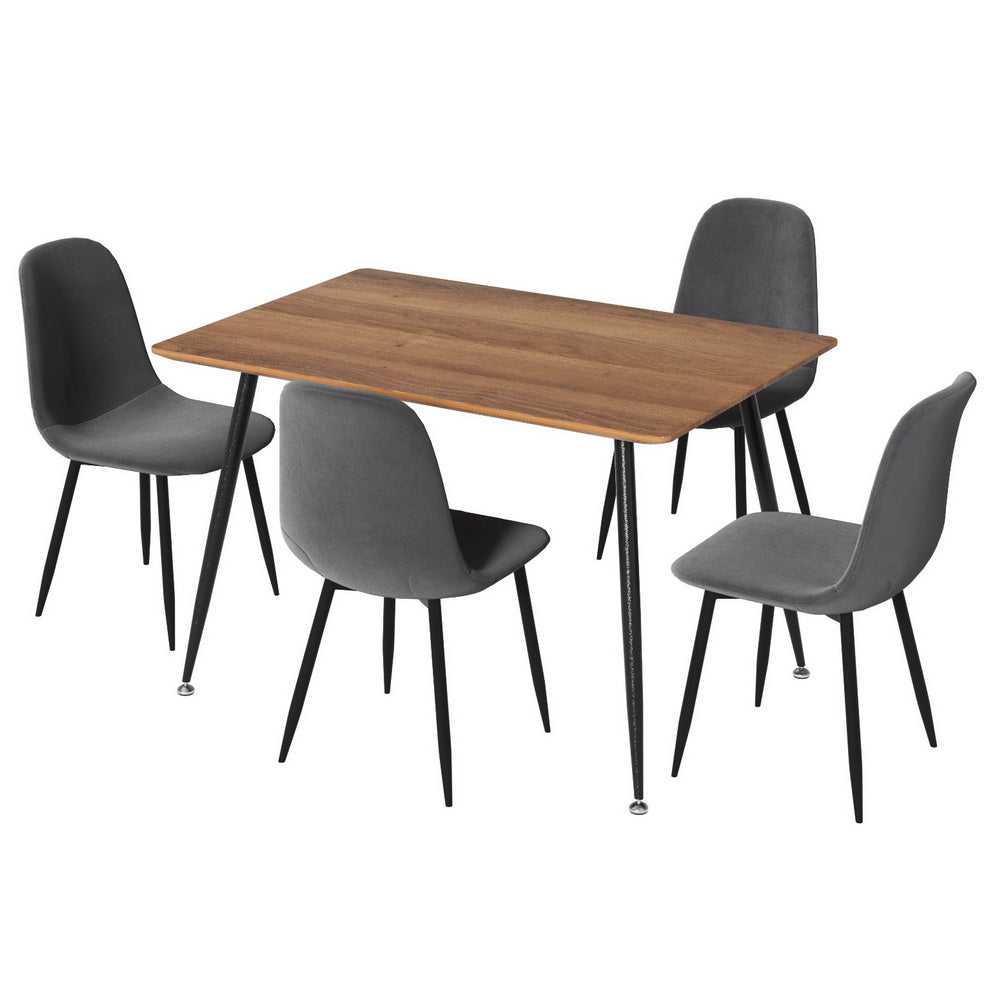 1 Artiss Dining Table and 4 Chairs Set Grey Metal-Furniture &gt; Dining &gt; Dining Set-PEROZ Accessories