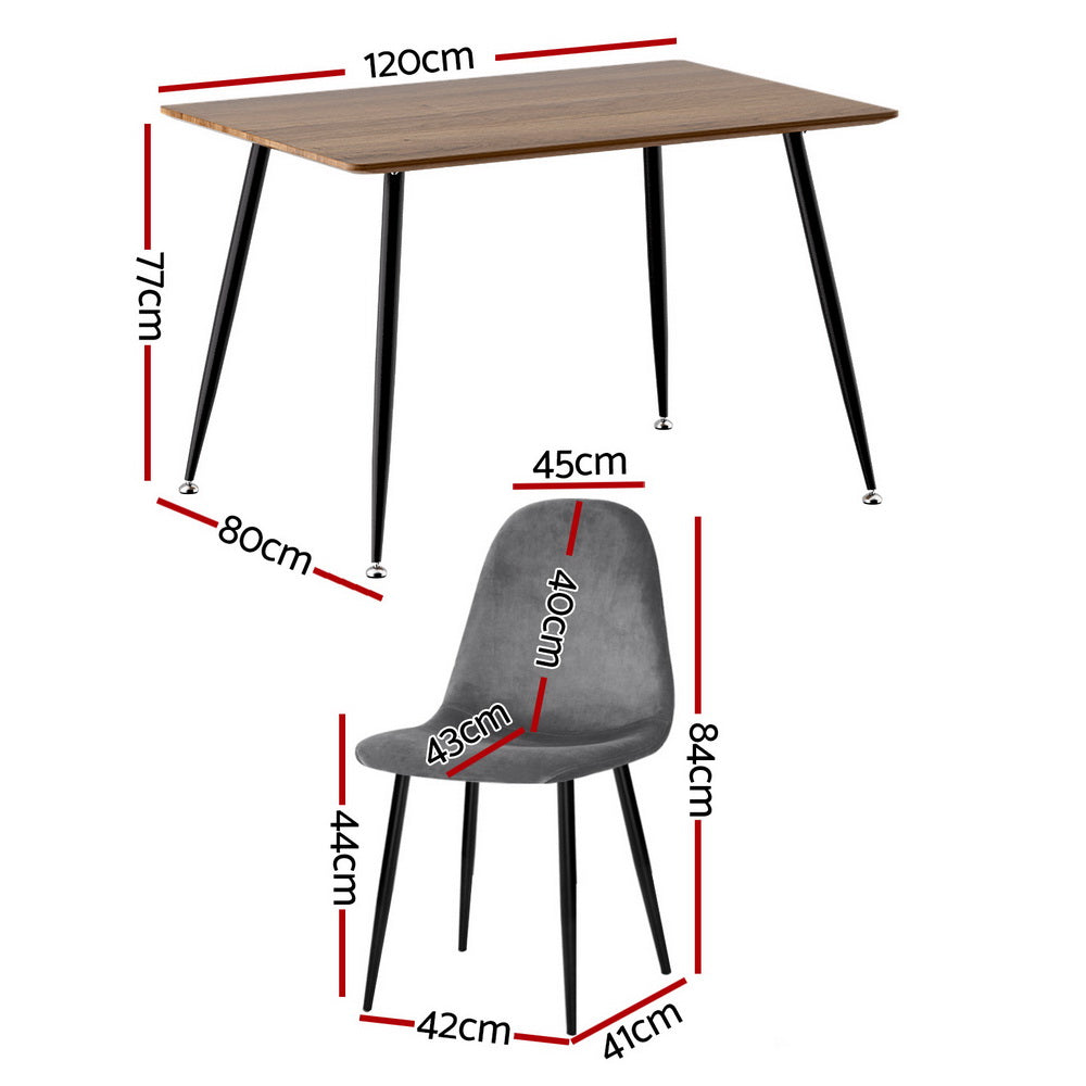 1 Artiss Dining Table and 4 Chairs Set Grey Metal-Furniture &gt; Dining &gt; Dining Set-PEROZ Accessories