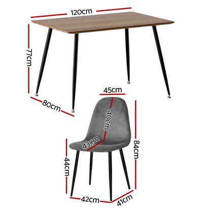 1 Artiss Dining Table and 4 Chairs Set Grey Metal-Furniture &gt; Dining &gt; Dining Set-PEROZ Accessories