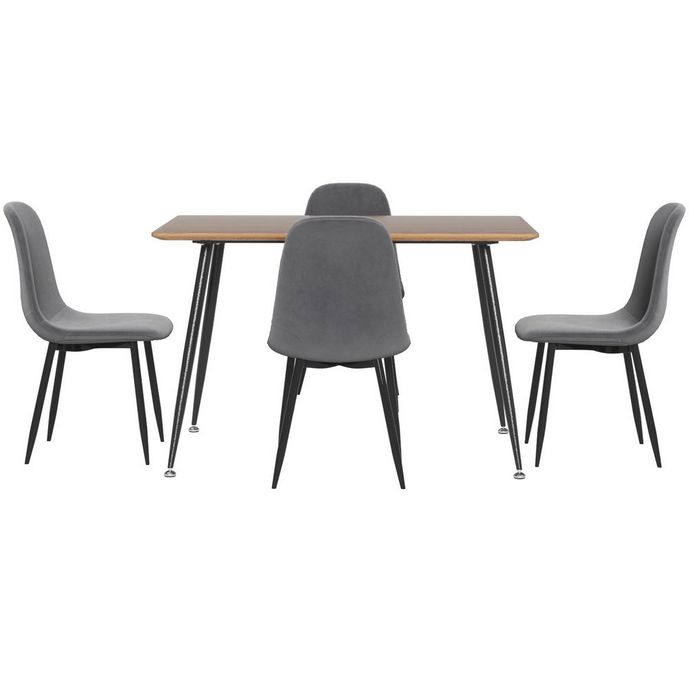 1 Artiss Dining Table and 4 Chairs Set Grey Metal-Furniture &gt; Dining &gt; Dining Set-PEROZ Accessories